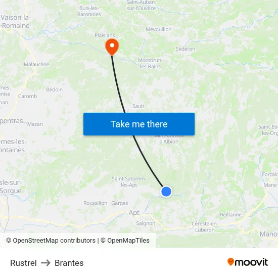 Rustrel to Brantes map