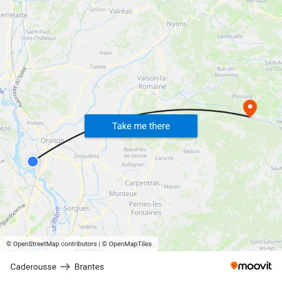 Caderousse to Brantes map