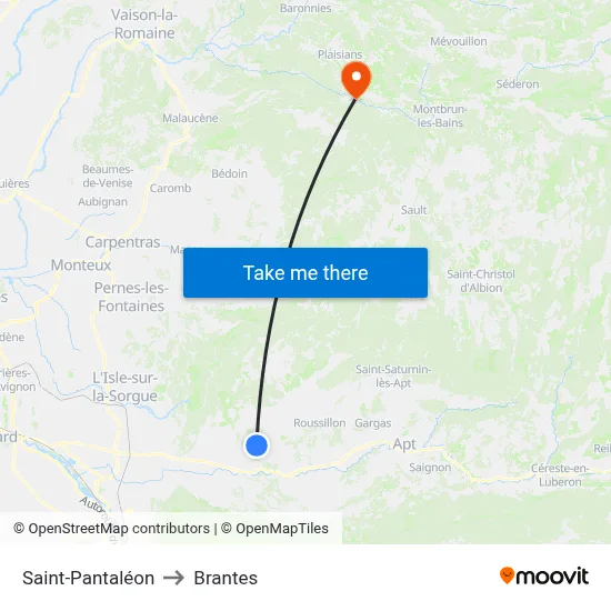 Saint-Pantaléon to Brantes map