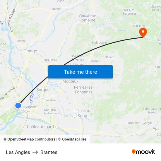 Les Angles to Brantes map
