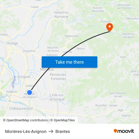 Morières-Lès-Avignon to Brantes map
