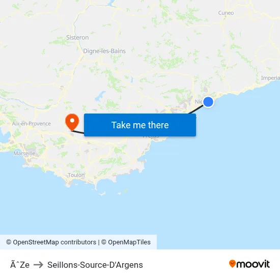 ÃˆZe to Seillons-Source-D'Argens map