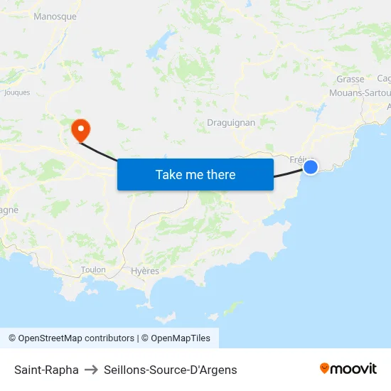 Saint-Rapha to Seillons-Source-D'Argens map