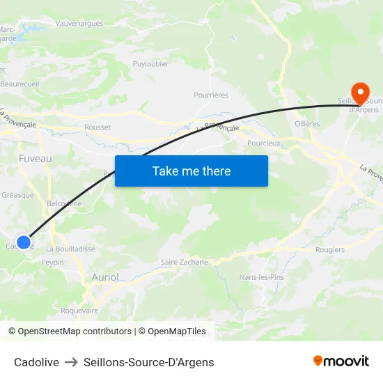 Cadolive to Seillons-Source-D'Argens map