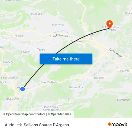Auriol to Seillons-Source-D'Argens map