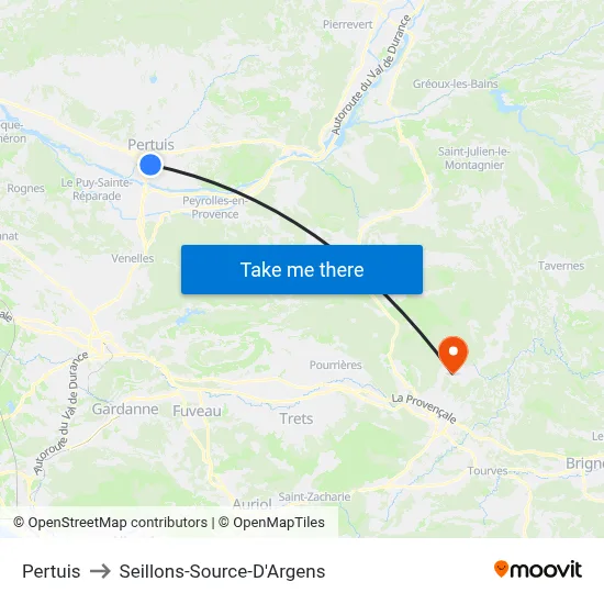 Pertuis to Seillons-Source-D'Argens map