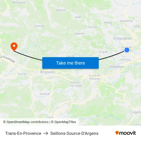 Trans-En-Provence to Seillons-Source-D'Argens map