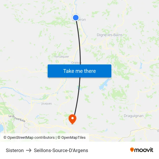Sisteron to Seillons-Source-D'Argens map