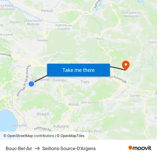 Bouc-Bel-Air to Seillons-Source-D'Argens map