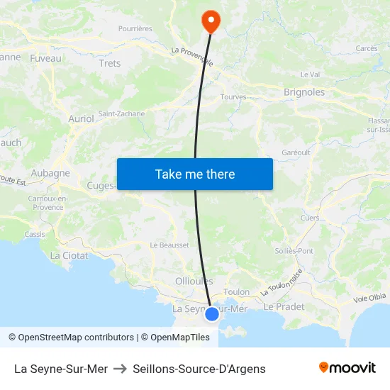 La Seyne-Sur-Mer to Seillons-Source-D'Argens map