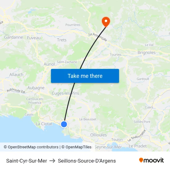 Saint-Cyr-Sur-Mer to Seillons-Source-D'Argens map