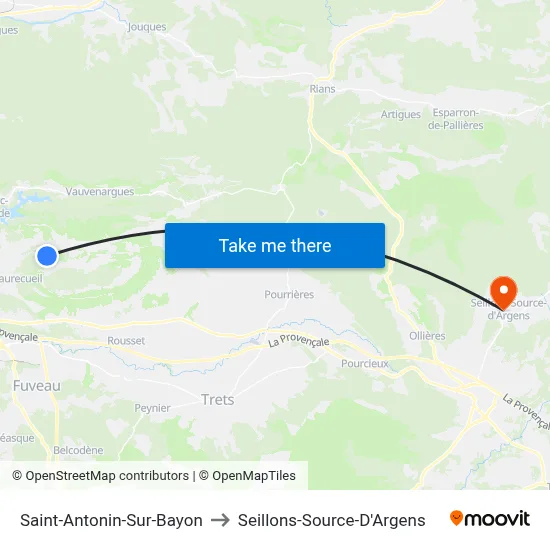 Saint-Antonin-Sur-Bayon to Seillons-Source-D'Argens map