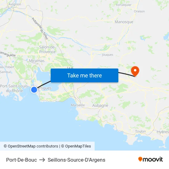 Port-De-Bouc to Seillons-Source-D'Argens map