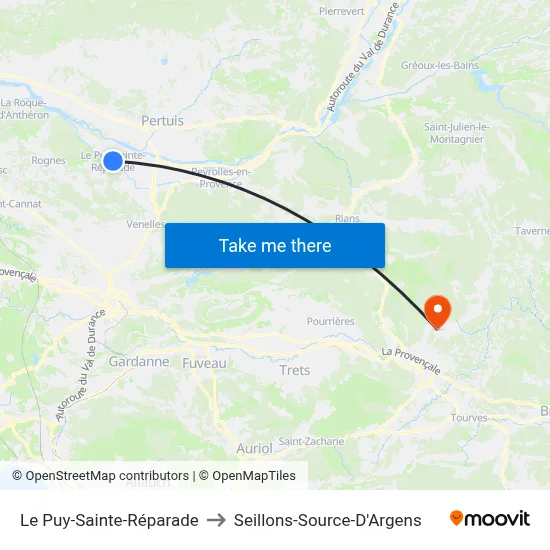 Le Puy-Sainte-Réparade to Seillons-Source-D'Argens map