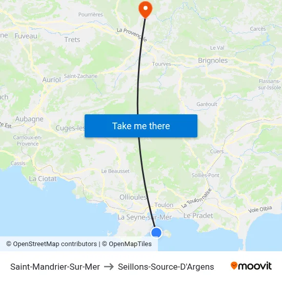 Saint-Mandrier-Sur-Mer to Seillons-Source-D'Argens map