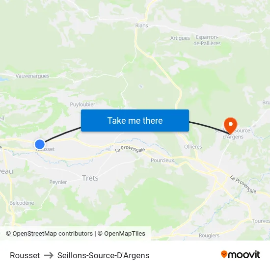 Rousset to Seillons-Source-D'Argens map