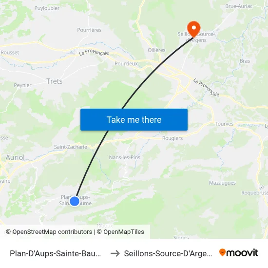 Plan-D'Aups-Sainte-Baume to Seillons-Source-D'Argens map