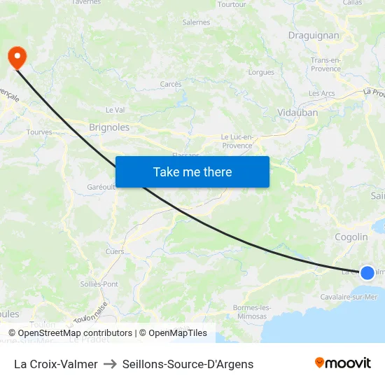 La Croix-Valmer to Seillons-Source-D'Argens map