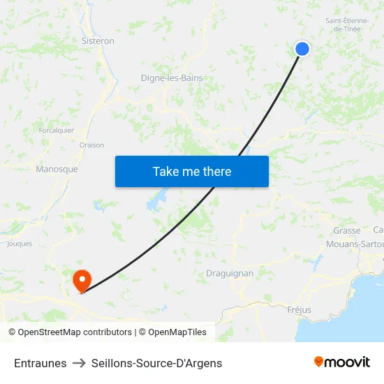 Entraunes to Seillons-Source-D'Argens map