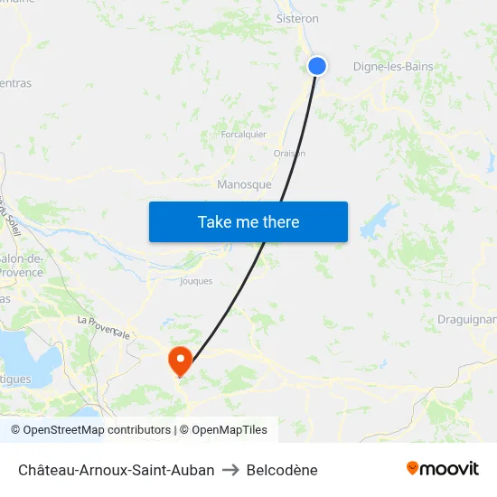 Château-Arnoux-Saint-Auban to Belcodène map