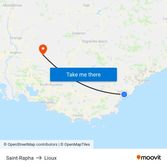 Saint-Rapha to Lioux map