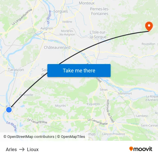Arles to Lioux map