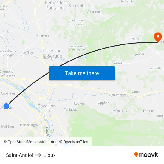 Saint-Andiol to Lioux map