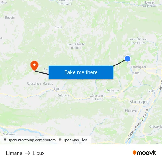 Limans to Lioux map