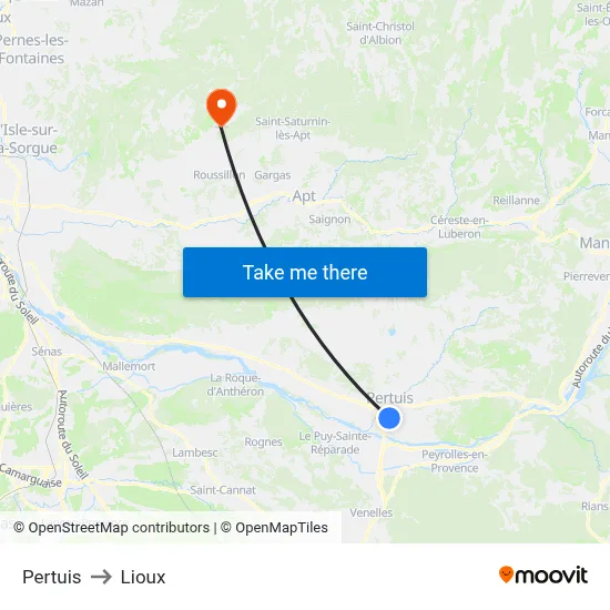Pertuis to Lioux map