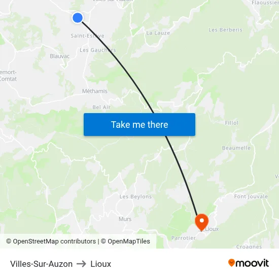Villes-Sur-Auzon to Lioux map