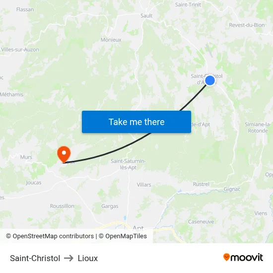 Saint-Christol to Lioux map