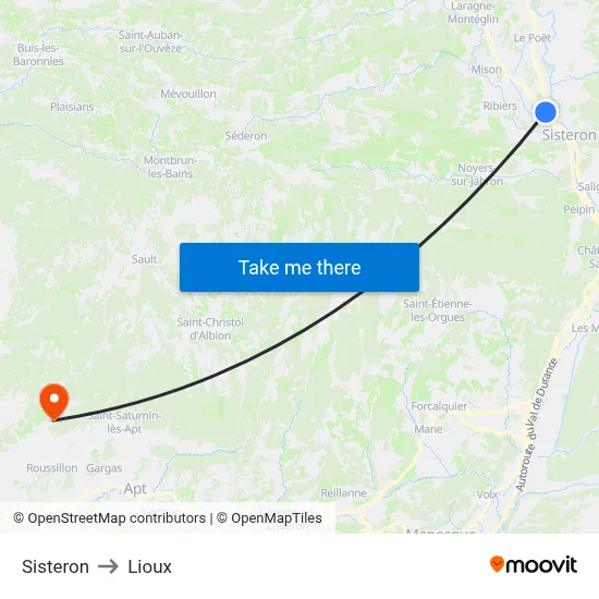 Sisteron to Lioux map