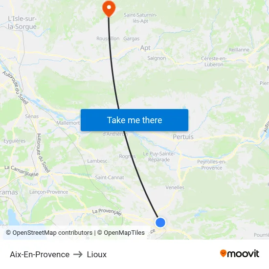 Aix-En-Provence to Lioux map