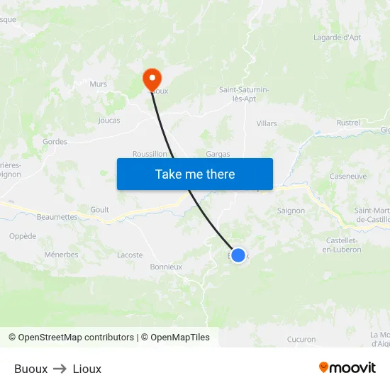 Buoux to Lioux map