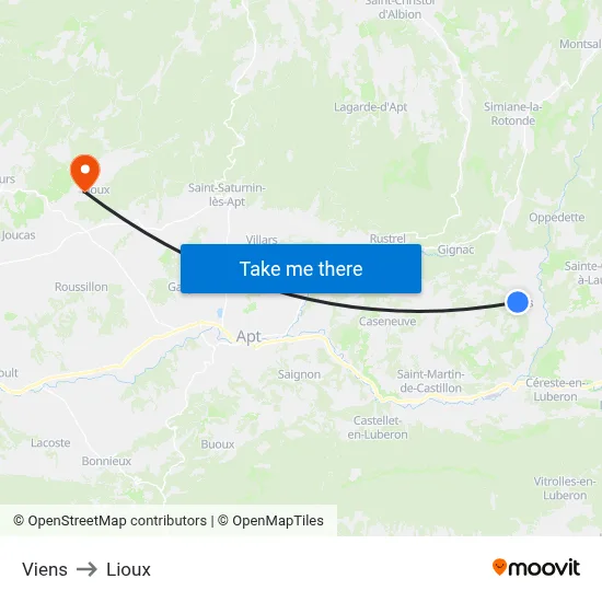 Viens to Lioux map