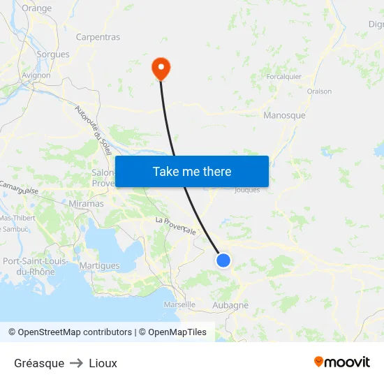 Gréasque to Lioux map