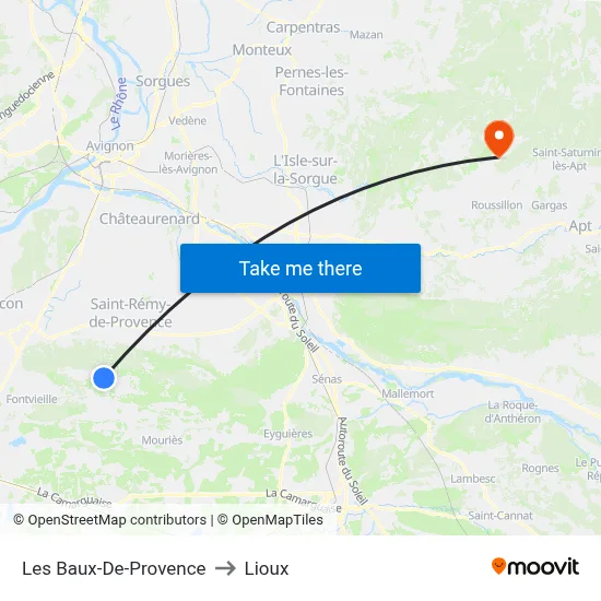 Les Baux-De-Provence to Lioux map