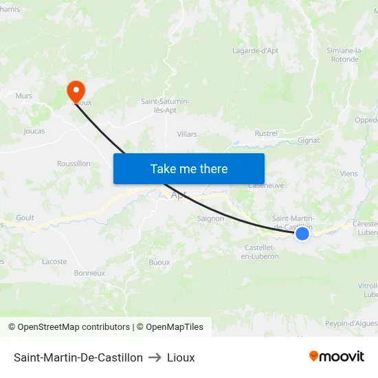 Saint-Martin-De-Castillon to Lioux map