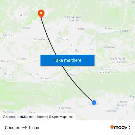 Cucuron to Lioux map