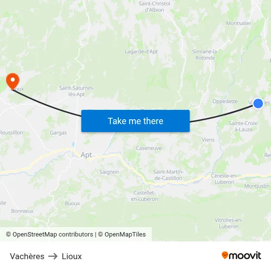 Vachères to Lioux map