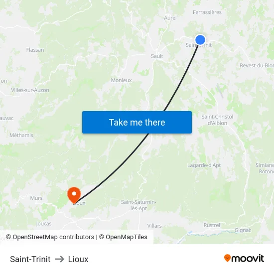 Saint-Trinit to Lioux map
