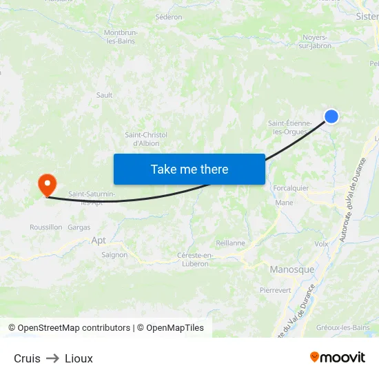 Cruis to Lioux map