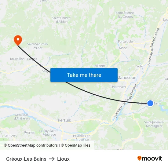 Gréoux-Les-Bains to Lioux map