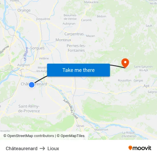 Châteaurenard to Lioux map