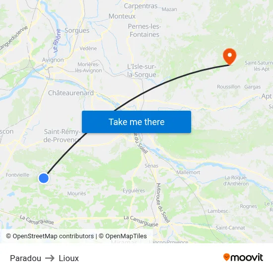 Paradou to Lioux map