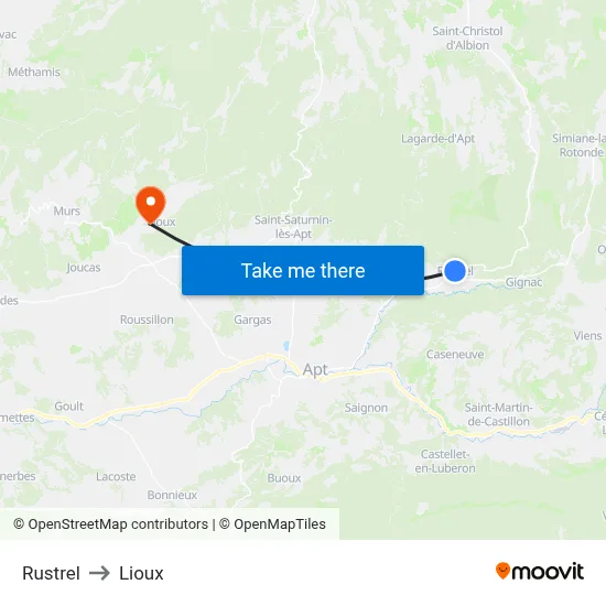 Rustrel to Lioux map