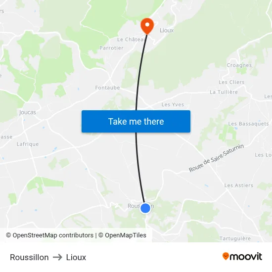 Roussillon to Lioux map