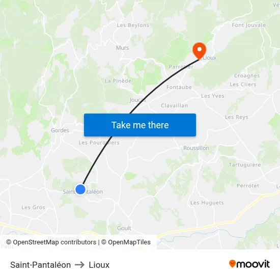 Saint-Pantaléon to Lioux map