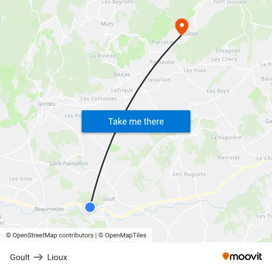 Goult to Lioux map