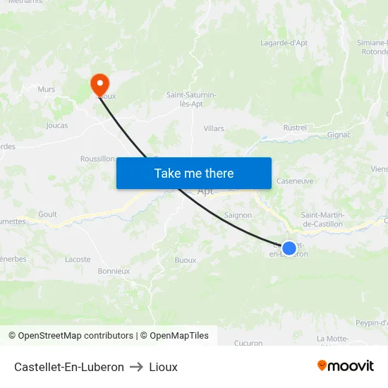 Castellet-En-Luberon to Lioux map